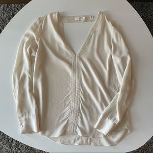 A.L.C 100% silk v-neck long sleeve blouse white cream